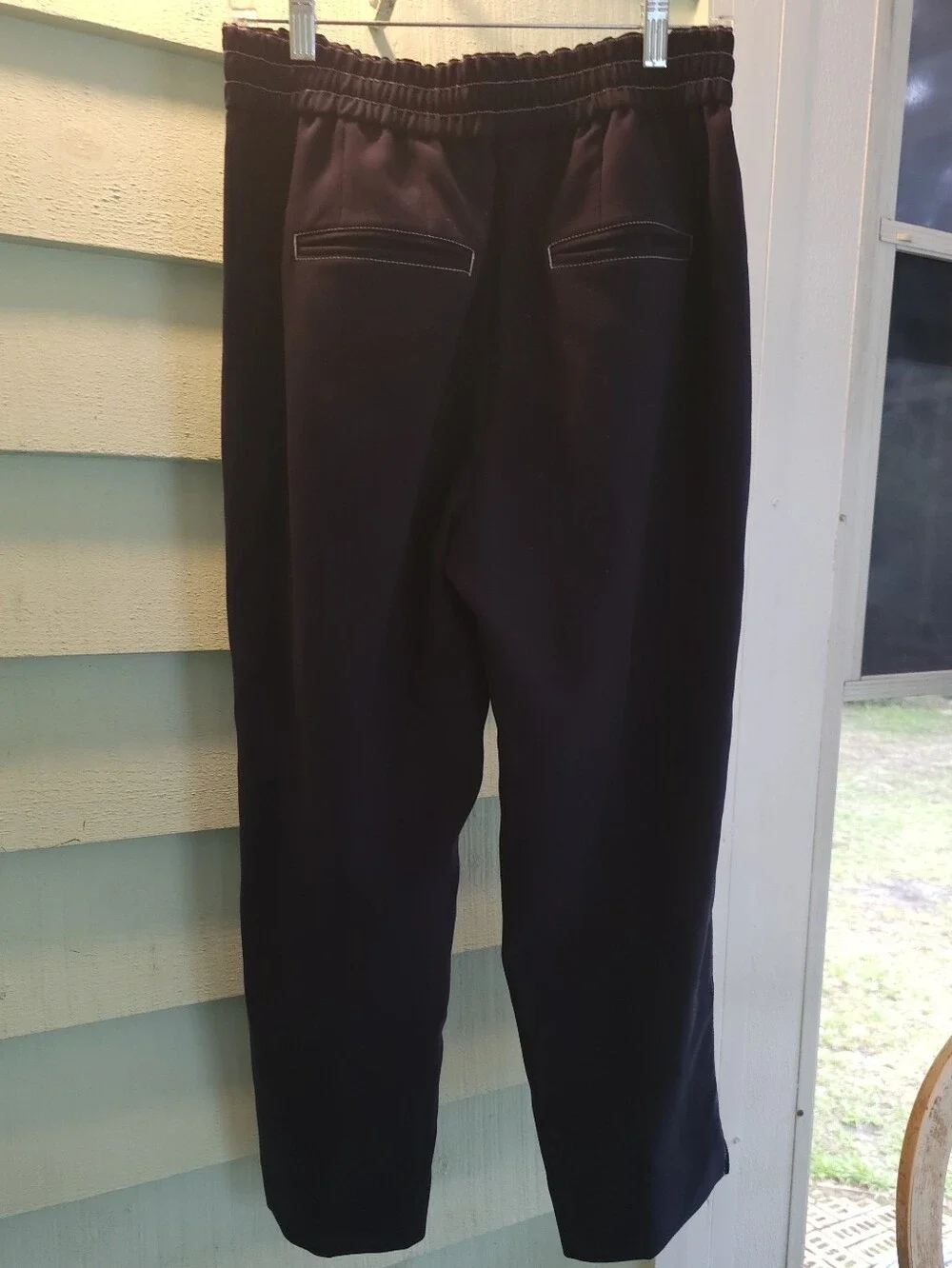 J. Crew Navy Blue Drawstring Elastic Waist Pants Size M Contrast Stitching Jogge